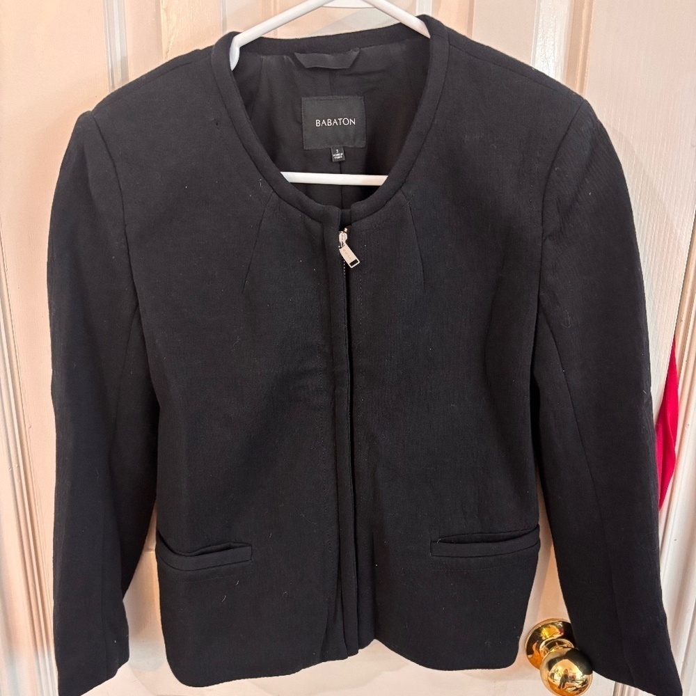 Babaton bomber jacket - black linen like material